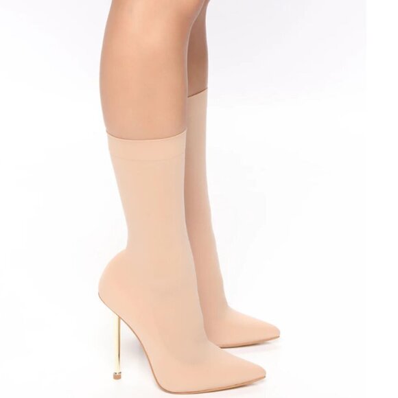 Fashion Nova She's Going Places Ankle Bootie - Nude Sock boots 8.5 NEW - Picture 5 of 15